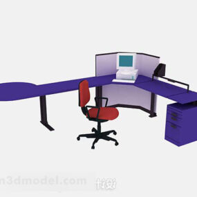 Mô hình 3d thiết kế nội thất bàn làm việc màu tím