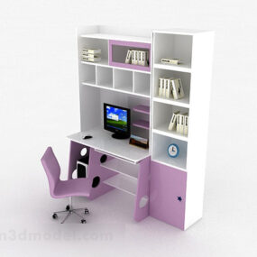Modelo 3d de gabinete de mesa de trabalho roxo