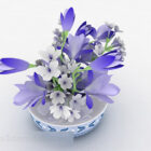 Vase chinois à fleurs violettes