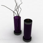 紫のガラス花瓶の装飾
