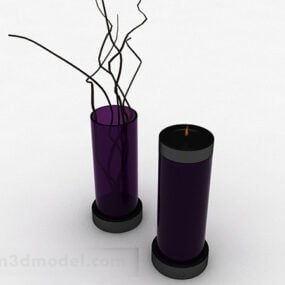Modelo 3d de decoração de vaso de vidro roxo