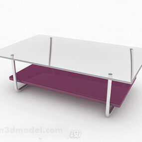 Fialový skleněný minimalistický konferenční stolek 3D model