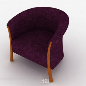 3д модель одноместного дивана из фиолетовой ткани