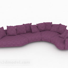 パープルデザインのマルチシーターソファ家具3Dモデル