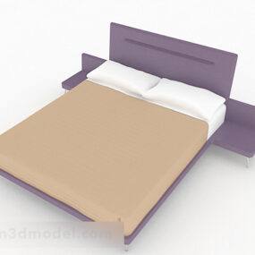 מיטה זוגית מינימליסטית סגולה דגם תלת מימד