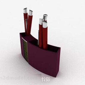 Purple Minimalist Pen Holder 3d model