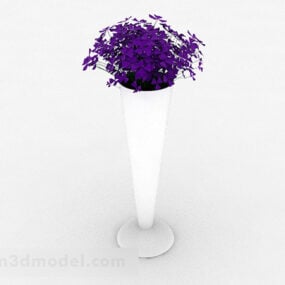 Modello 3d di pianta in vaso viola