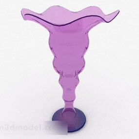 Vaso di vetro viola a bocca larga modello 3d