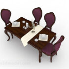 Purple Wooden Dining Table And Chair