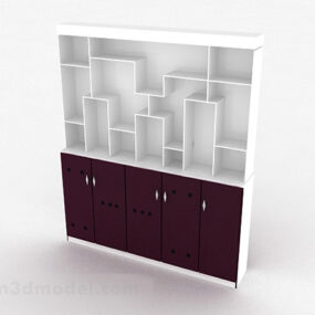 Purple Wooden Living Room Display Cabinet 3d model