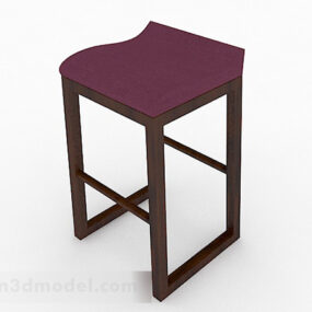 Purple Wooden Simple Lounge Chair 3d model
