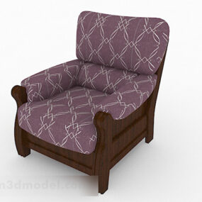 Purple Wooden Single Sofa 3d model