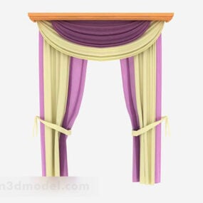 紫と黄色のカーテン3Dモデル