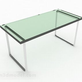 3д модель прямоугольного стеклянного обеденного стола
