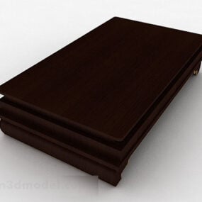 Rectangular Wooden Brown Coffee Table 3d model