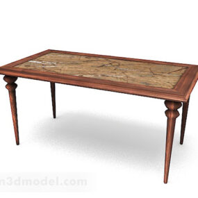 长方形木制餐桌3d模型