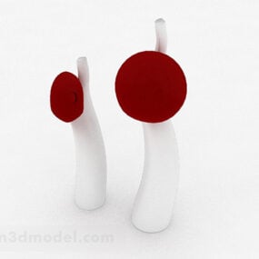 赤と白のアート装飾家具3Dモデル