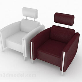 Model 3d Sofa Tunggal Kulit Merah Putih