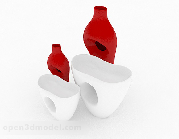 Red And White Fashion Ceramic Vase