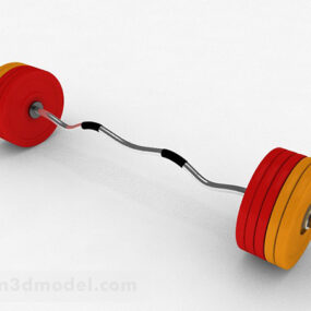 红黄色杠铃健身房运动3d模型