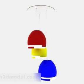 Röd blå gul ljuskrona 3d-modell
