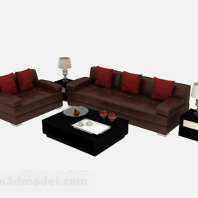 Red Brown Sofa 3d model
