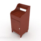Red Brown Wooden Bedside Table