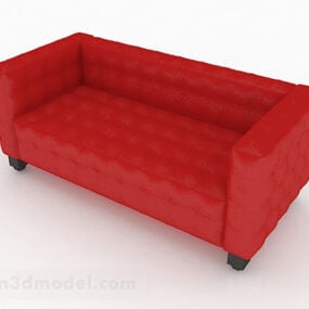 Czerwona, codzienna sofa z dwoma siedzeniami Model 3D