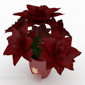 Rød keramisk potteplante 3d-model