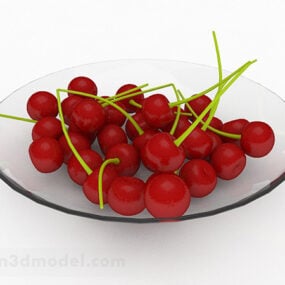 Red Cherry Disc Food 3d model