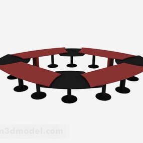 Mesa de conferencias ovalada roja modelo 3d