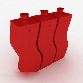 Red Curved Ing Water Bottle 3d model