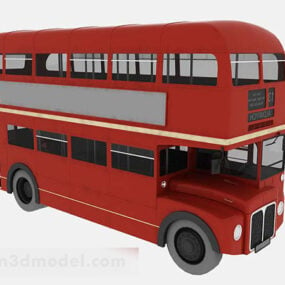 Mô hình 3d xe buýt hai tầng màu đỏ