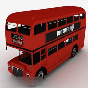 Punainen kaksikerroksinen bussi 3d-malli