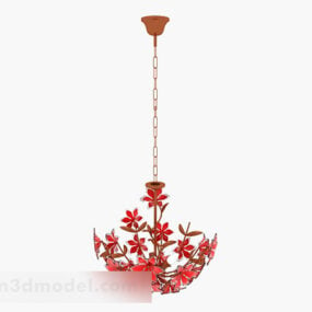 Red Flower Chandelier 3d model