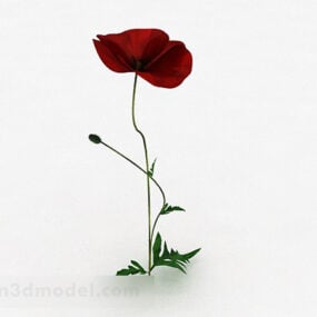 빨간 장미 꽃 식물 3d 모델