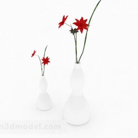 红花植物室内花瓶3d模型