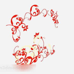 کاغذ دیواری گل قرمز مدل سه بعدی