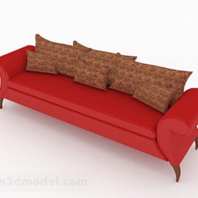 Red Home Multi-seats Sofa Furniture 3d model