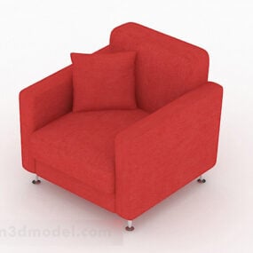 Sofá individual doméstico em tecido vermelho V1 modelo 3d