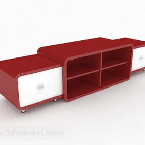 کابینت تلویزیون خانگی قرمز مدل سه بعدی