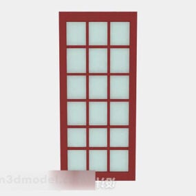 红色格子门3d模型