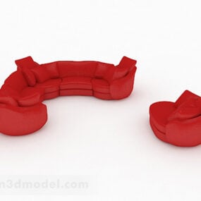 Red Design Set Sofa Furniture 3d model