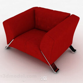 Red Fabric Single Armchair 3d model