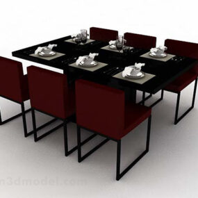 मिनिमलिस्ट डाइनिंग टेबल और कुर्सी 3डी मॉडल