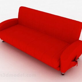 Red Minimalist Loveseat Sofa 3d model