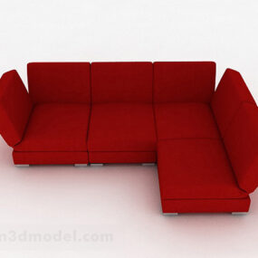 Red Minimalist Multi-seater Sofa 3d model
