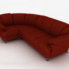 3д модель красного многоместного дивана-мебели