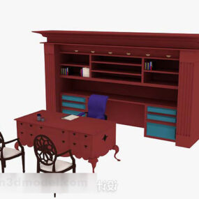 Office Chair With Cabinet Red Color 3d model