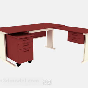 红色办公桌家具3d模型